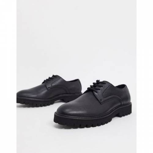 エイソス Asos Design スニーカー 組織的運動靴 黒 黒色 革 Asos Design Derby Lace Up Shoes In Black Faux Leather With Sole メンズ モードブランド 心安い ファッション スニーカー Damienrice Com