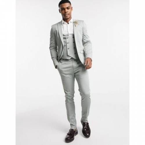 エイソス Asos Design ウェディング スキニー スーツ ベスト ジレ 緑 グリーン メンズ Green Asos Design Wedding Super Skinny Suit Waistcoat In Stretch Cotton Dusky Csg Com Py