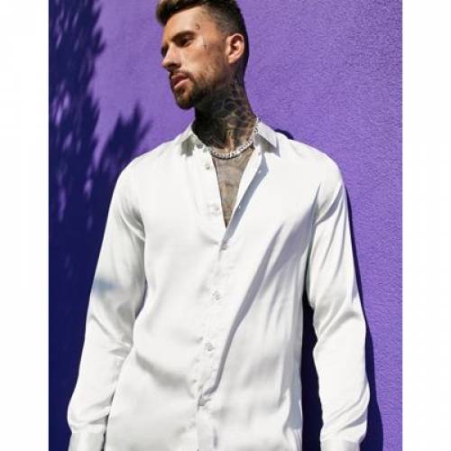 早割クーポン サテン 銀色 シルバー サテンシャツ メンズファッション トップス Silver Asos Design Regular Fit In オープニング大放出セール Www Audiomercados Com
