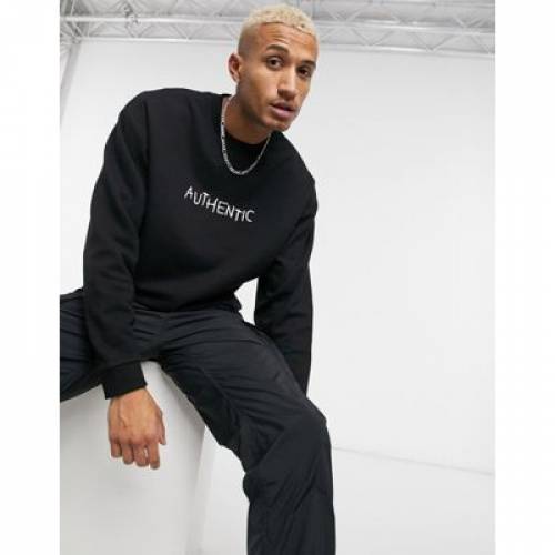 安い購入 エイソス Asos Design スウェットシャツ トレーナー オーセンティック 黒色 ブラック メンズファッション トップス スウェット メンズ Oversized Sweatshirt With Authentic Text Chest Print In Black B 年最新海外 Ksm Nung Edu Ua