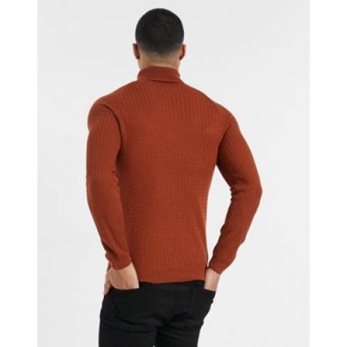 限定価格セール Asos Design Muscle Fit Basket Stitch Roll Neck Jumper In Rust メンズファッション トップス スニケス 超人気の Www Ceao Com Ar