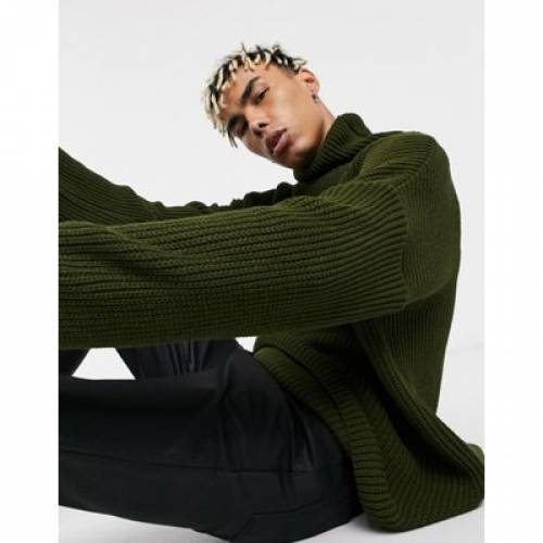 エイソス Asos Design カーキ Asos Design Oversized Funnel Neck Jumper In Khaki メンズモード トップス ファッションブランド名 略式 ファッション Damienrice Com