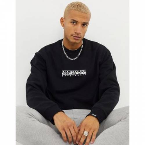 お1人様1点限り ボックス スウェットシャツ トレーナー 黒色 ブラック Napapijri Box Sweatshirt In Black メンズファッション トップス スウェット トレーナー 楽天カード分割 Admin Maryvisa Com