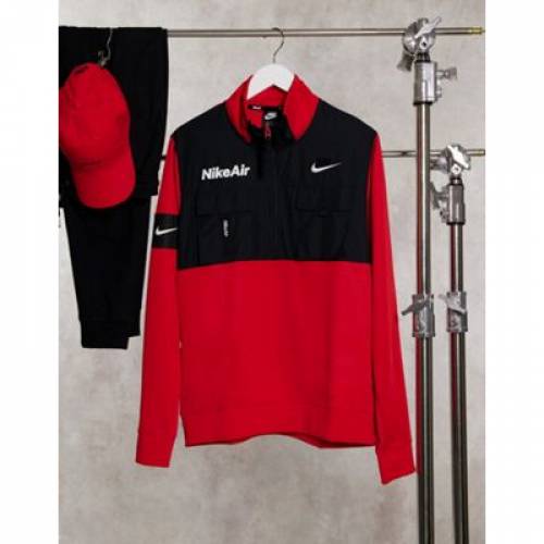 おトク Half Zip Air メンズ トレーナー スウェット トップス メンズファッション レッド 赤 フリース エア Nike ナイキ Overhead Black Red In Fleece Aoos2 241news Com