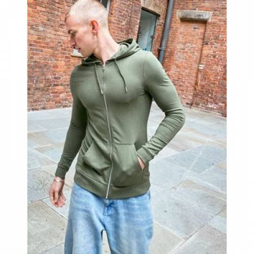 エイソス Asos Design フーディー パーカー グリーン グリーン オリーブ ジップフーディー Green Asos Design Organic Muscle In Dusty Olive メンズファッション トップス パーカー ファッション銘柄 心地好い ファッション 上衣 パーカー 冠たる Damienrice Com