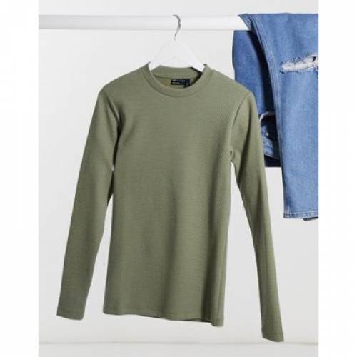 品多く Tshirt Muscle Design Asos Sleeve カットソー トップス メンズファッション 長袖 カーキ Tシャツ スリーブ In Fabric Textured Heavyweight Khaki Aoos2 Rashiastrologer Com