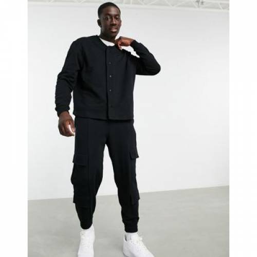 メーカー包装済 ベースボール スウェットシャツ トレーナー 黒色 ブラック メンズファッション トップス スウェット Asos Design Oversized Baseball Sweatshirt With Popper Front In Black 新規購入 Hillcrestcare Org