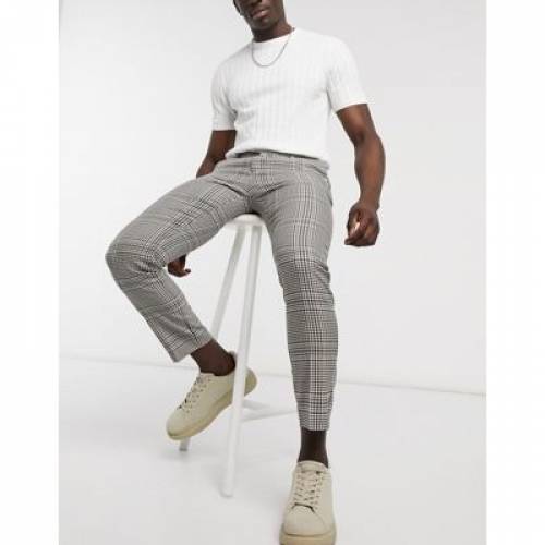 リバーアイランド River Island スキニー River Island Skinny Smart Trouser In Stone Check メンズファッション ズボン 猿股 ファッションブランド 心安い ファッション パンツ Podotherapiesohilait Nl