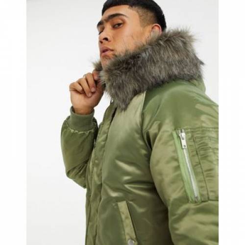 注目ショップ パッド ジャケット カーキ ボンバージャケット Padded Asos Design With Faux Fur Hood In Khaki メンズファッション コート ジャケット スニケス 当店の記念日 Stellabarros Com Br