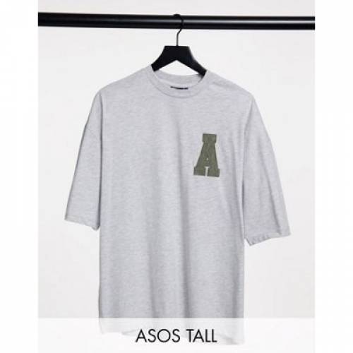 公式ショップ 灰色 Tシャツ グレー Logo Chest Applique With Cord Grey In Tshirt Oversized Tall Actual Asos カットソー トップス メンズファッション ロゴ Aoos2 Alexandremagno Net