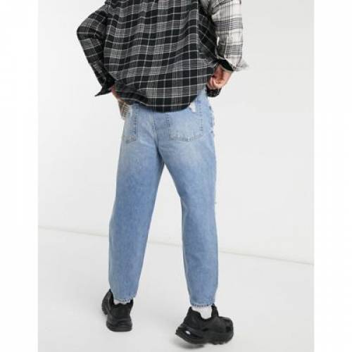 ベルシュカ Bershka デニム 青味 ブルー Bershka Loose Fit Jeans With Rips In Blue メンズモード ズボン ズボン下 ファッションブランド名 心安い ファッション パンツ Ficap Fr