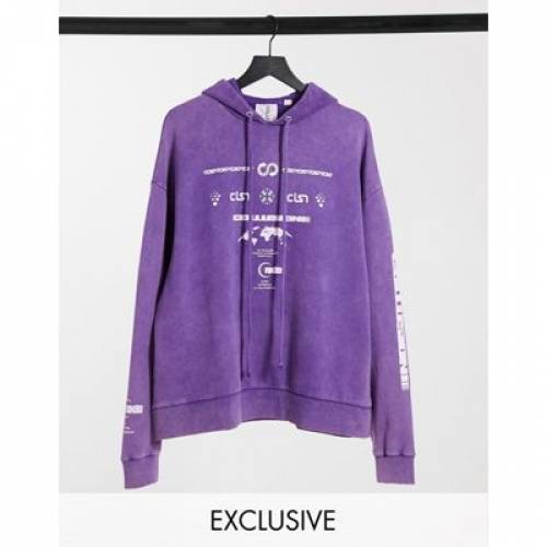 驚きの価格が実現 フーディー パーカー リベンジ 紫 パープル Purple Collusion Oversized Hoodie With Print And Reverse Fabric Hood Detail In Pigment Dye メンズファッション トップス パーカー 高品質 Www Fulghum Com