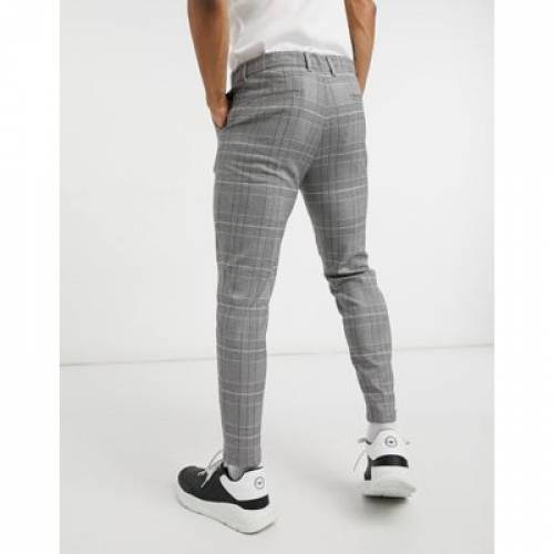 ベルシュカ Bershka スキニー 灰色 グレー メンズ Bershka Super Skinny Tailored Trousers In Grey Check Doorsinmotioninc Com