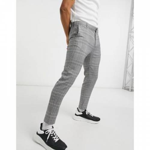 ベルシュカ Bershka スキニー 灰色 グレー メンズ Bershka Super Skinny Tailored Trousers In Grey Check Doorsinmotioninc Com