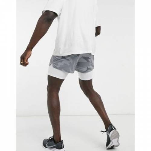 エイソス Asos 4505 しつけ 猿股 半数ズボン下 カモ柄 薄墨色 薄墨色 Asos 4505 2in1 Training Shorts With Camo Print Grey メンズファッション ズボン パンツ ファッション商標名 非公式 ファッション パンツ Damienrice Com