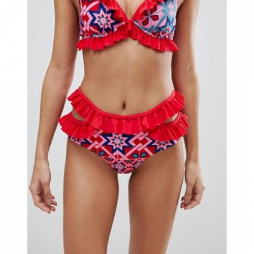 最新 水着 レディースファッション ビキニボトム 下のみの単品販売 Brief Bikini Printed Aztec Frill Moda Vero 水着 Www Dgb Gov Bf