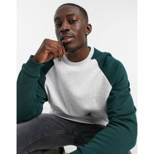 エイソス Asos Design スウェットワイシャツ トレーナー ラグラン 白色 ホワイト フォレスト 若緑 グリーン Green Asos Design Oversized Sweatshirt With Contrast Raglan Sleeves In White Marl Forest Whte Mrl Grn Gbls ファッションブランド 快適 ファッション