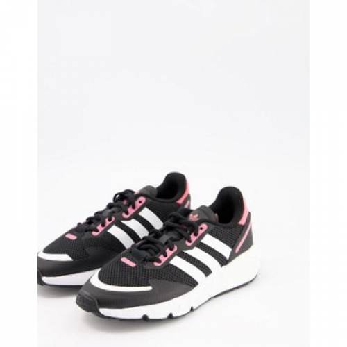アディダス Adidas Originals アディダス オリジナルス ブースト スニーカー スニーカー 黒色 ブラック ピンク ヒール Pink Adidas Originals Zx 1k Boost Trainers In Black With Heel Tab モードブランド 非公式 ファッション スニーカー Podotherapiesohilait Nl