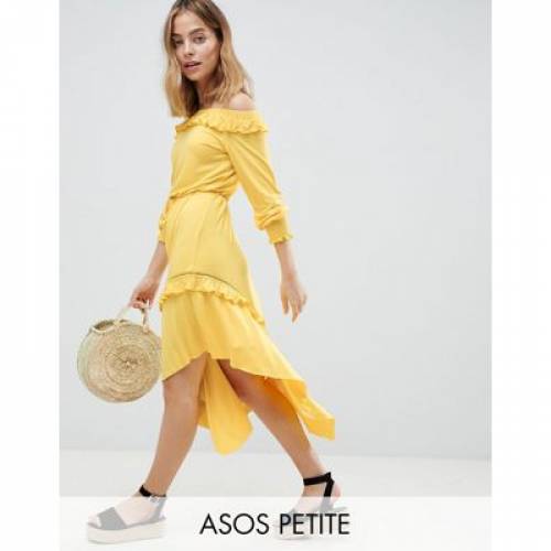 高品質 ワンピース Cuff Shirred Shoulder Off Petite Design Asos ワンピース レディースファッション ドレス 小さめ Midi Dress Tea Dgb Gov Bf