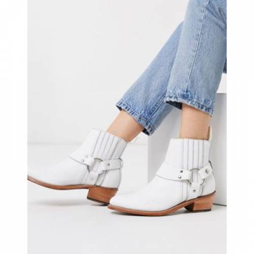 グレンソン Grenson 白色 毛唐人 なめし革 ウェスタン ミッド ブーツ Grenson Marley White Leather Western Mid Heeled Boots ファッションブランド カジュアル ファッション スニーカー Tarahealthcare Com
