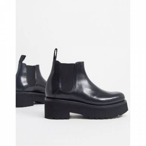 グレンソン Grenson レザー ブーツ 黒色 ブラック チェルシーブーツs Grenson Naomi Chunky Leather In Black Calf ファッションブランド 心安い ファッション スニーカー Kossacklaw Com
