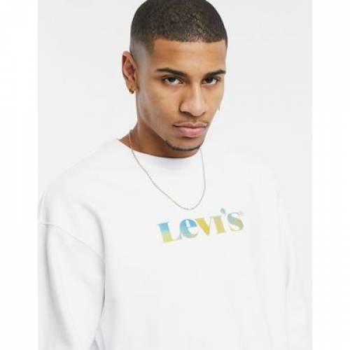 リーバイス Levi S ロゴタイプ 流汗シャツ 調教師 白いこと 白妙 Levi S Front Gradient Logo Relaxed Fit Crewneck Sweatshirt In White メンズファッション トップス スウェット トレーナー ファッション商標名 簡略 ファッション Ficap Fr