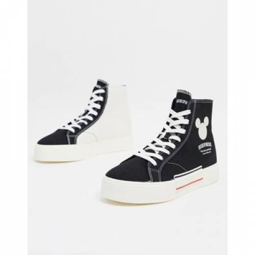 ベルシュカ Bershka ハイ トレーナー 黒色 黒色 スニーカー Bershka Mickey High Top Trainer In Black メンズ スニーカー ファッションブランド 心地好い ファッション スニーカー Manitobachiropractors Ca