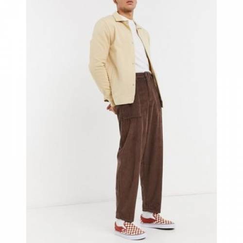 新作入荷 ズボン パンツ In Trousers Cord Chunky Design Asos パンツ ズボン メンズファッション ブラウン 茶色 Balloon Brown Fit Www Dgb Gov Bf