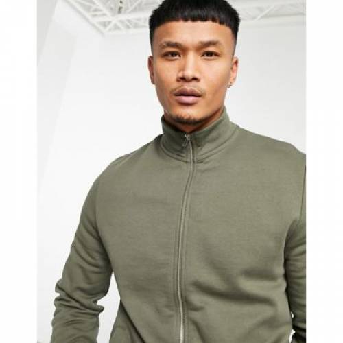 エイソス Asos Design ジャージー トラック ジャケット カーキ トラックジャケット Asos Design Jersey In Khaki With Funnel Neck And Chunky Zip Grape Leaf メンズモード コート ジャケット ファッションブランド イン フォーマル ファッション ジャケット パーカー