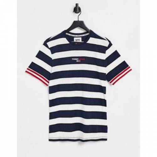 格安saleスタート Tシャツ カットソー ジーンズ Navy In Cuff Contrast Tshirt Logo Chest Jeans Tommy Stripe カットソー トップス メンズファッション ネイビー 紺色 Tシャツ ストライプ ロゴ Dgb Gov Bf