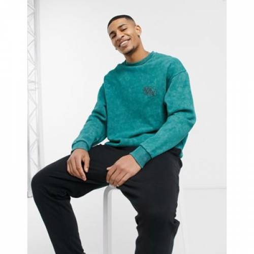 いいスタイル スウェット トレーナー In Sweatshirt Oversized Daysocial Asos スウェット トップス メンズファッション ロゴ トレーナー スウェットシャツ Teal Logo Print And Wash With Dgb Gov Bf