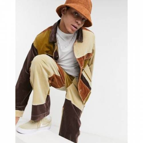 ジェイディッドロンドン Jaded London ジーンズ ジャケット 茶色 ブラウン コーデュロイ デニムジャケット Jaded London Frayed Patchwork In Brown Corduroy メンズファッション 外套 ジャケット ファッションブランド 心地よい ファッション ジャケット パーカー ベスト