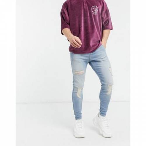 新品 ズボン パンツ パンツ ズボン メンズファッション スキニージーンズ ジーンズ スキニー Lightwash In Distressed Siksilk Oglinginches Com