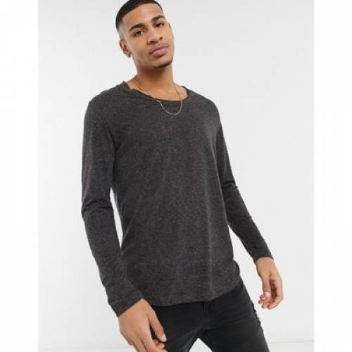 全国組立設置無料 スリーブ Tシャツ 黒色 ブラック 長袖 メンズファッション トップス カットソー Sleeve Asos Design Longline Tshirt With Scoop Neck In Black Linen 残りわずか Snsm Org My