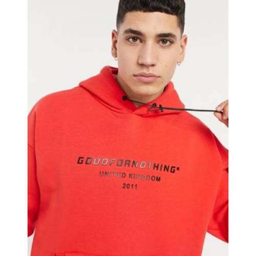 いいフォーナッシング Good For Nothing フーディー パーカー ロゴタイプ 赤色信号 赤いこと Red Good For Nothing Oversized Hoodie With Branded Logo Prints In メンズファッション トップス パーカー ファッションブランド名 インフォーマル ファッション ジャケット