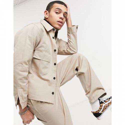 Vintage Supply ビンテージ ヴィンテージ サプライ 労動者 ジャケット Vintage Supply Worker Jacket With Pockets In Tan メンズ流行り物 コート ジャケット ファッションブランド カジュアル ファッション ジャケット パーカー ベスト Kossacklaw Com