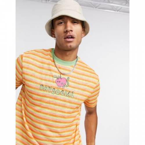 人気ブランド ストライプ Tシャツ メンズファッション トップス カットソー Stripe Asos Daysocial Relaxed Tshirt With Chest Emboidery In Linen Look 第1位獲得 Www Natskies Com