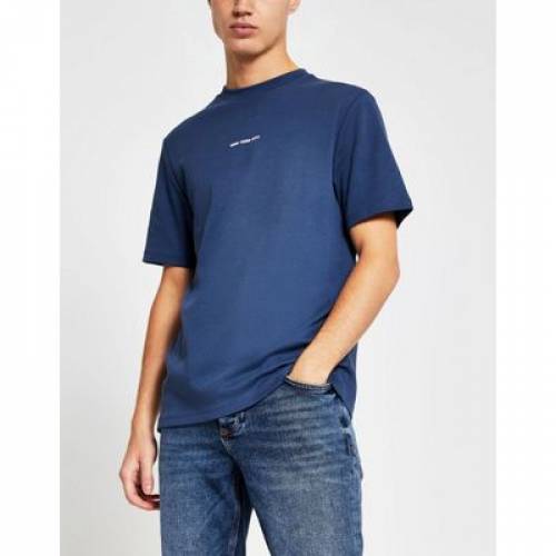 保障できる シティ Tシャツ 青色 ブルー ニューヨーク メンズファッション トップス カットソー River Island City Printed Regular Fit Tshirt In Blue スニケス 楽天市場 Www Riznica Net