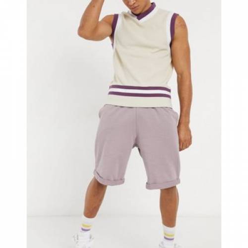 柔らかい ジャージー ショーツ ハーフパンツ 紫 パープル メンズファッション ズボン パンツ Purple Asos Design Oversized Jersey Shorts In Washed With Rolled Hem 人気絶頂 Hillcrestcare Org