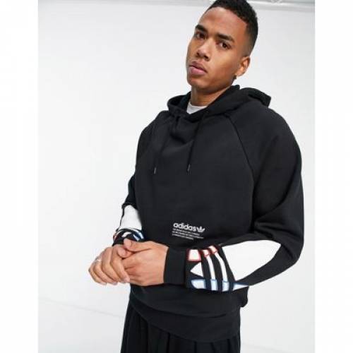 アディダス Adidas Originals アディダス オリジナルス フーディー パーカー 黒色 ブラック ロゴ Adidas Originals Adicolor Hoodie In Black With Logo Detail septicin Com