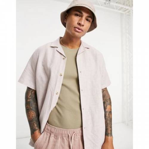 ファッションブランド カジュアル ファッション エイソス Asos Design Asos メンズファッション ピンク メンズ Pink Asos Design Relaxed Fit Linen Shirt With Revere Collar In その他 Videovind In