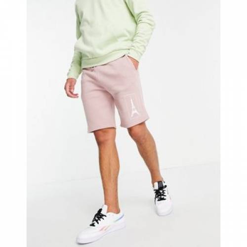 トップマン Topman ショーツ ハーフパンツ ピンク メンズ Pink Topman Coord Paris Print Shorts In Sgcc Bm