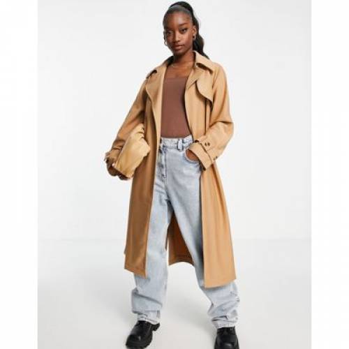 ARIA COVE ネクタイ トレンチコート レディース 【 ARIA COVE FULL OVERSIZED MAXI WITH TIE WAIST DETAIL IN TAN 】