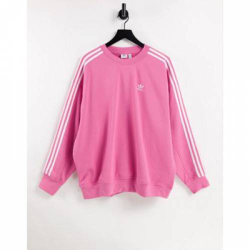 贅沢品 Adidas アディダス Originals ピンク Pink In Sweatshirt Stripe Three Adicolor トップス スウェット トレーナー レディース スウェット プルオーバー Taller Fdp Com