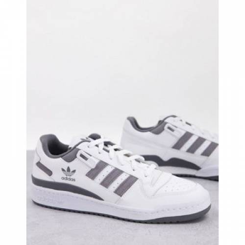 店舗 アディダス Adidas Originals オリジナルス フォーラム スニーカー 白色 ホワイト 灰色 グレー メンズ Forum Low Trainers In White And Grey