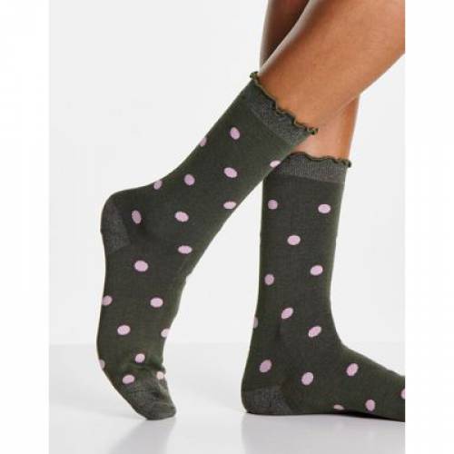 セレクトテッド Selected 靴下 カーキ ピンク レディース Pink Selected Femme Socks In Khaki And Spot Print Multi achc Org