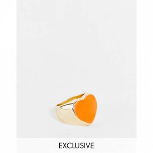 BIG METAL LONDON メタル 橙 オレンジ レディース 【 ORANGE BIG METAL LONDON EXCLUSIVE STATEMENT HEART RING IN ENAMEL 】
