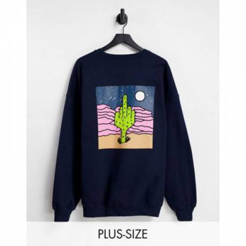 NEW LOVE CLUB PLUS クラブ グラフィック スウェットシャツ トレーナー 紺色 ネイビー レディース 【 NEW LOVE CLUB PLUS CACTUS BACK PRINT GRAPHIC SWEATSHIRT NAVY 】