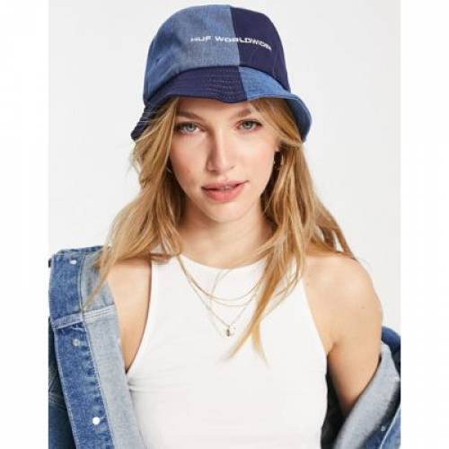 市場 ハフ バケットハット 青色 デニム ブルー Huf ロゴ