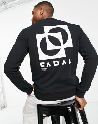 ファーラー FARAH ストリート スウェット 黒色 ブラック メンズ 【 STREET SWEAT FARAH EARLHAM BACK PRINT IN BLACK 】